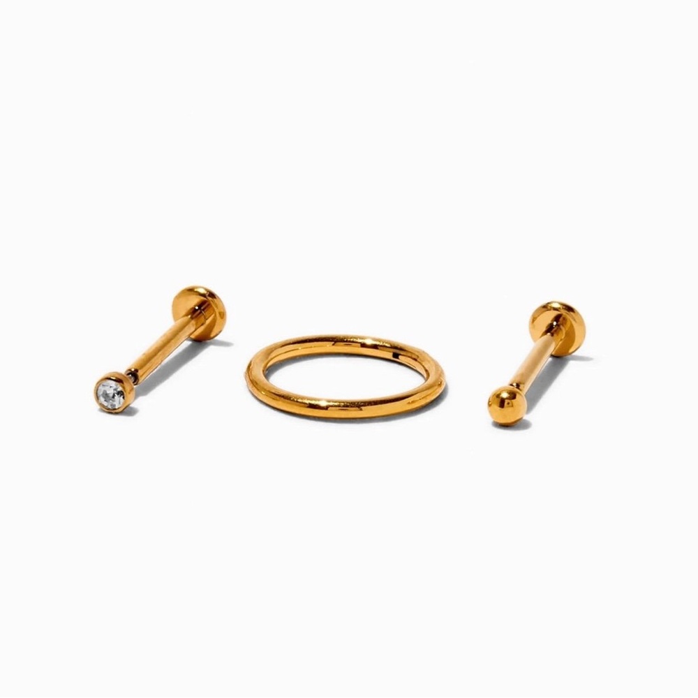 Claire’s Gold-tone Titanium Cubic Zirconia Threadless 18G Cartilage Earrings new